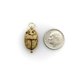 Egyptian Revival Tan Stone Scarab Pendant with 14K Gold Mount jewelry Kirsten's Corner 