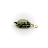 Egyptian Revival Turquoise Wash Faience Scarab Pendant with 14K Gold Mount Pendant, Charm Kirsten's Corner 