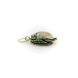 Egyptian Revival Turquoise Wash Faience Scarab Pendant with 14K Gold Mount Pendant, Charm Kirsten's Corner 