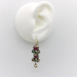 Georgian Revival Ruby, Emerald, and Pearl Giardinetti Earrings earrings Kirsten's Corner 