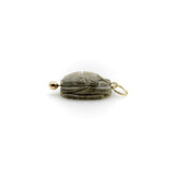 Egyptian Revival Gray Stone Scarab Pendant with 14K Gold Mount Pendant, Charm Kirsten's Corner 