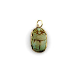 Egyptian Revival Turqoise Faience Scarab Pendant with 14K Gold Mount Pendant, Charm Kirsten's Corner 