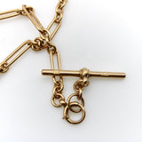 Victorian 9K Gold Trombone Link Chain with T-Bar, Spring Ring, and Dog Clip Chain Kirsten's Corner 