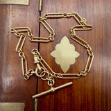 Victorian 9K Gold Trombone Link Chain with T-Bar, Spring Ring, and Dog Clip Chain Kirsten's Corner 