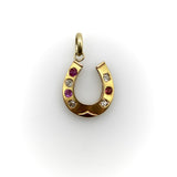Victorian 18K Gold Diamond and Ruby Horseshoe Pendant Kirsten's Corner 