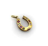 Victorian 18K Gold Diamond and Ruby Horseshoe Pendant Kirsten's Corner 