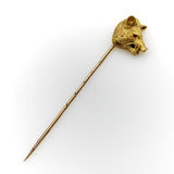 Victorian 14K Gold Wild Boar Stick Pin with Ruby Eyes jewelry Kirsten's Corner 