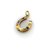 Victorian 18K Gold Diamond and Ruby Horseshoe Pendant Kirsten's Corner 