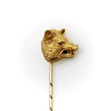 Victorian 14K Gold Wild Boar Stick Pin with Ruby Eyes jewelry Kirsten's Corner 