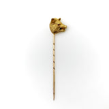 Victorian 14K Gold Wild Boar Stick Pin with Ruby Eyes jewelry Kirsten's Corner 