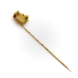 Victorian 14K Gold Wild Boar Stick Pin with Ruby Eyes jewelry Kirsten's Corner 