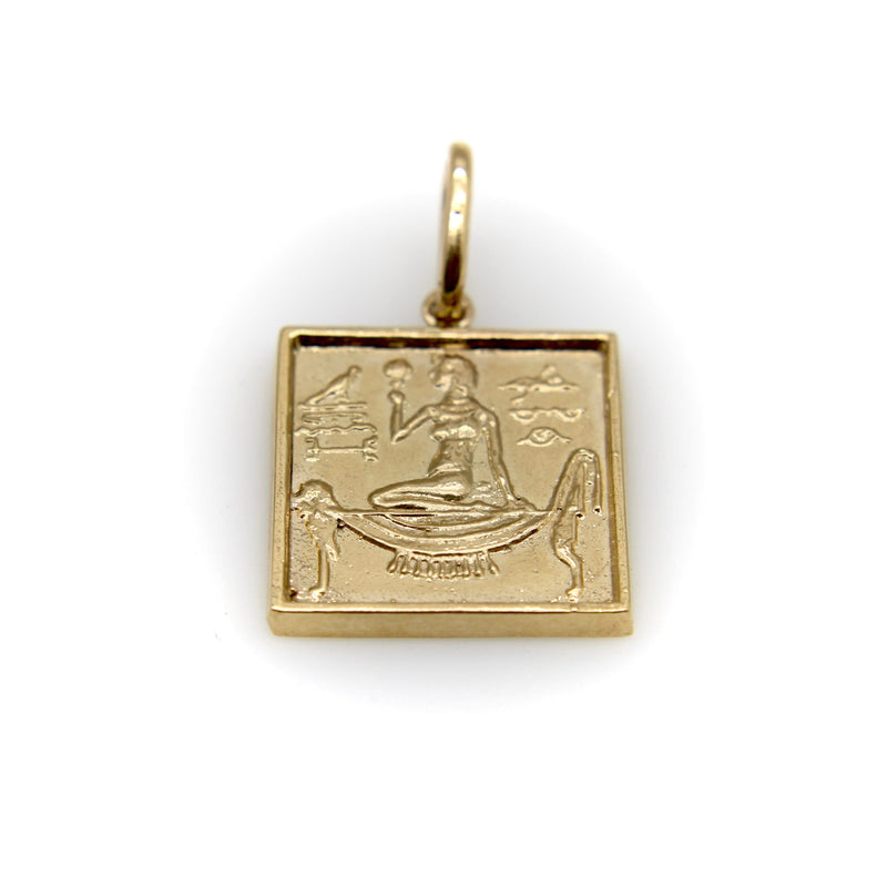 14K Gold Egyptian Revival Hieroglyph Square Ingot Charm or Pendant Pendant, Charm Kirsten's Corner 