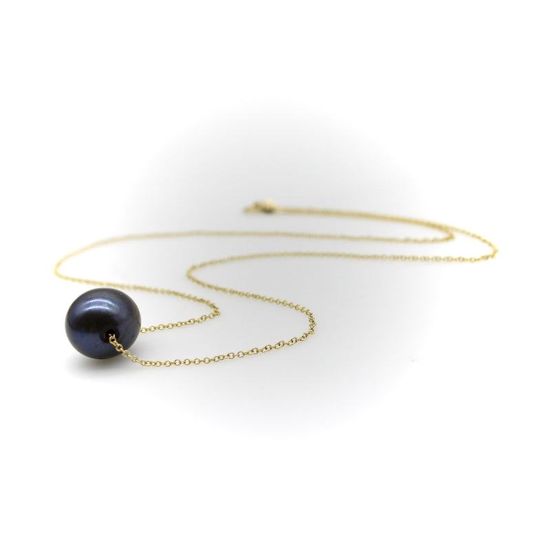 14K Gold Necklace with Black South Sea Pearl Necklace Kirsten's Corner 