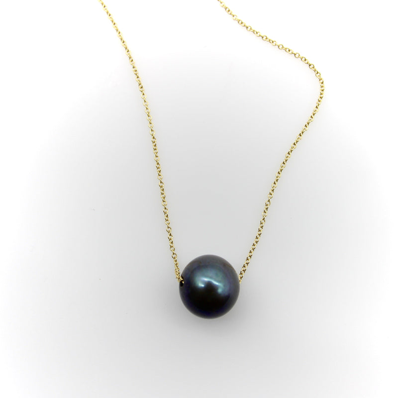 14K Gold Necklace with Black South Sea Pearl Necklace Kirsten's Corner 