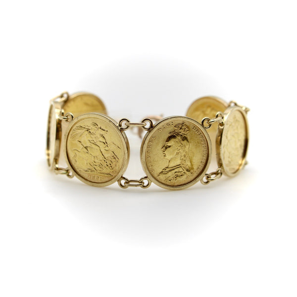 Queen Victoria Victorian 22K Gold British Sovereigns Coin Bracelet Bracelet Kirsten's Corner 