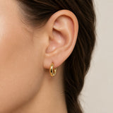 Vintage Italian 18K Gold Macaroni Hoop Earrings Earrings Kirsten's Corner 