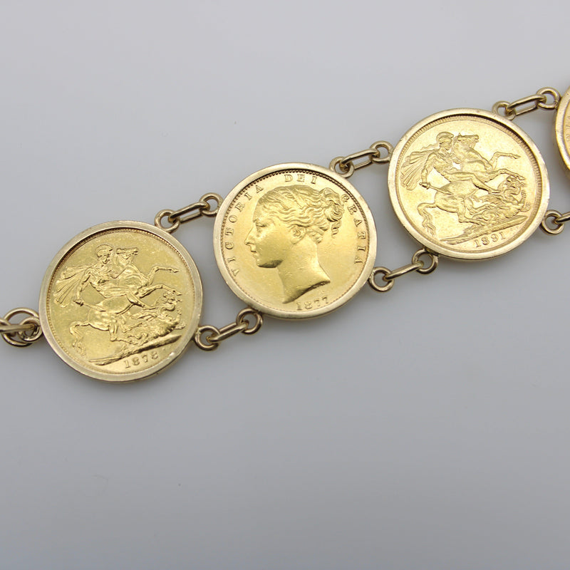 Queen Victoria Victorian 22K Gold British Sovereigns Coin Bracelet Bracelet Kirsten's Corner 