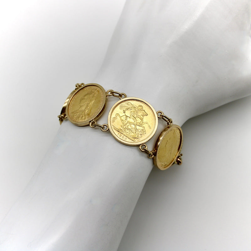 Queen Victoria Victorian 22K Gold British Sovereigns Coin Bracelet Bracelet Kirsten's Corner 