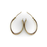 Vintage 14K Gold Two-Toned Gold Oval Hoop Earrings Kirsten's Corner 