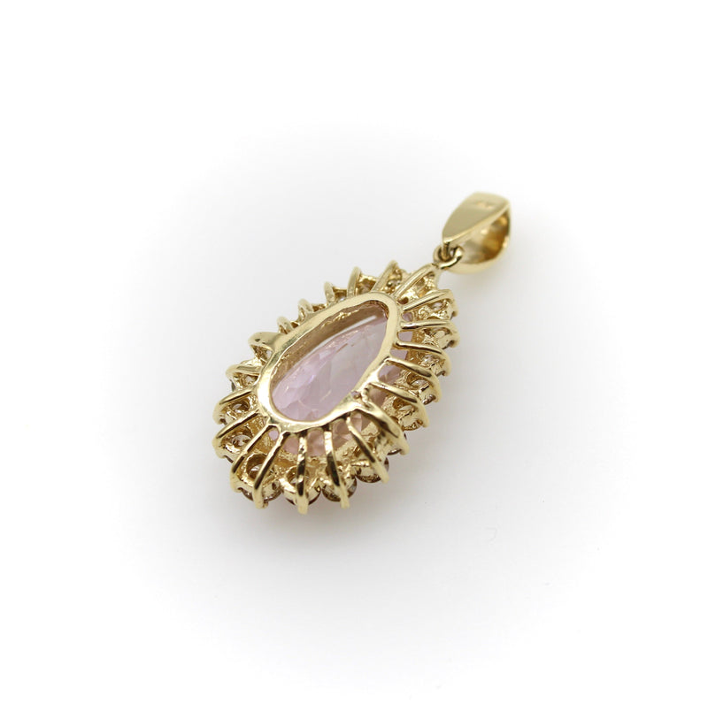 Vintage 14K Gold, Kunzite and Cognac Diamond Pendant Necklace Kirsten's Corner Jewelry 