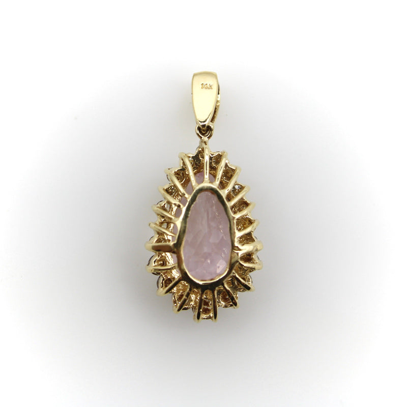 Vintage 14K Gold, Kunzite and Cognac Diamond Pendant Necklace Kirsten's Corner Jewelry 