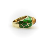 Vintage 18K Gold Citrine Cabochon and Green Enamel Roberto Legnazzi Ring ring Kirsten's Corner 