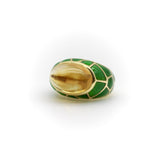 Vintage 18K Gold Citrine Cabochon and Green Enamel Roberto Legnazzi Ring ring Kirsten's Corner 