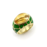 Vintage 18K Gold Citrine Cabochon and Green Enamel Roberto Legnazzi Ring ring Kirsten's Corner 