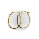 14K Gold Pave Diamond Oval Hoop Earrings Earrings Kirsten's Corner 