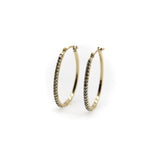 14K Gold Pave Diamond Oval Hoop Earrings Earrings Kirsten's Corner 