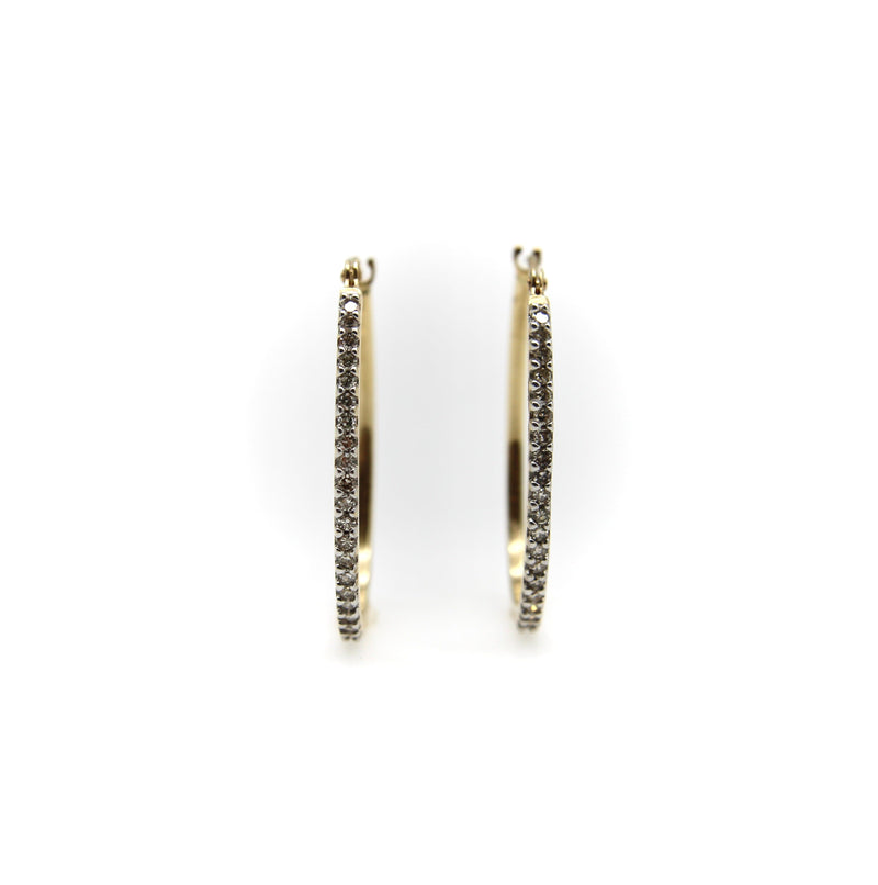 14K Gold Pave Diamond Oval Hoop Earrings Earrings Kirsten's Corner 