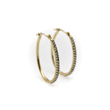 14K Gold Pave Diamond Oval Hoop Earrings Earrings Kirsten's Corner 