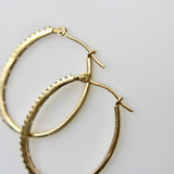 14K Gold Pave Diamond Oval Hoop Earrings Earrings Kirsten's Corner 