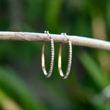 14K Gold Pave Diamond Oval Hoop Earrings Earrings Kirsten's Corner 