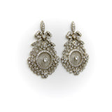 Edwardian 18K White Gold Pave Diamond Earrings with Bows and Floral Medallions Earrings Kirsten's Corner 