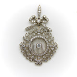 Edwardian 18K White Gold Pave Diamond Earrings with Bows and Floral Medallions Earrings Kirsten's Corner 
