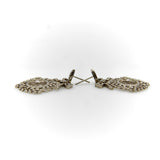 Edwardian 18K White Gold Pave Diamond Earrings with Bows and Floral Medallions Earrings Kirsten's Corner 