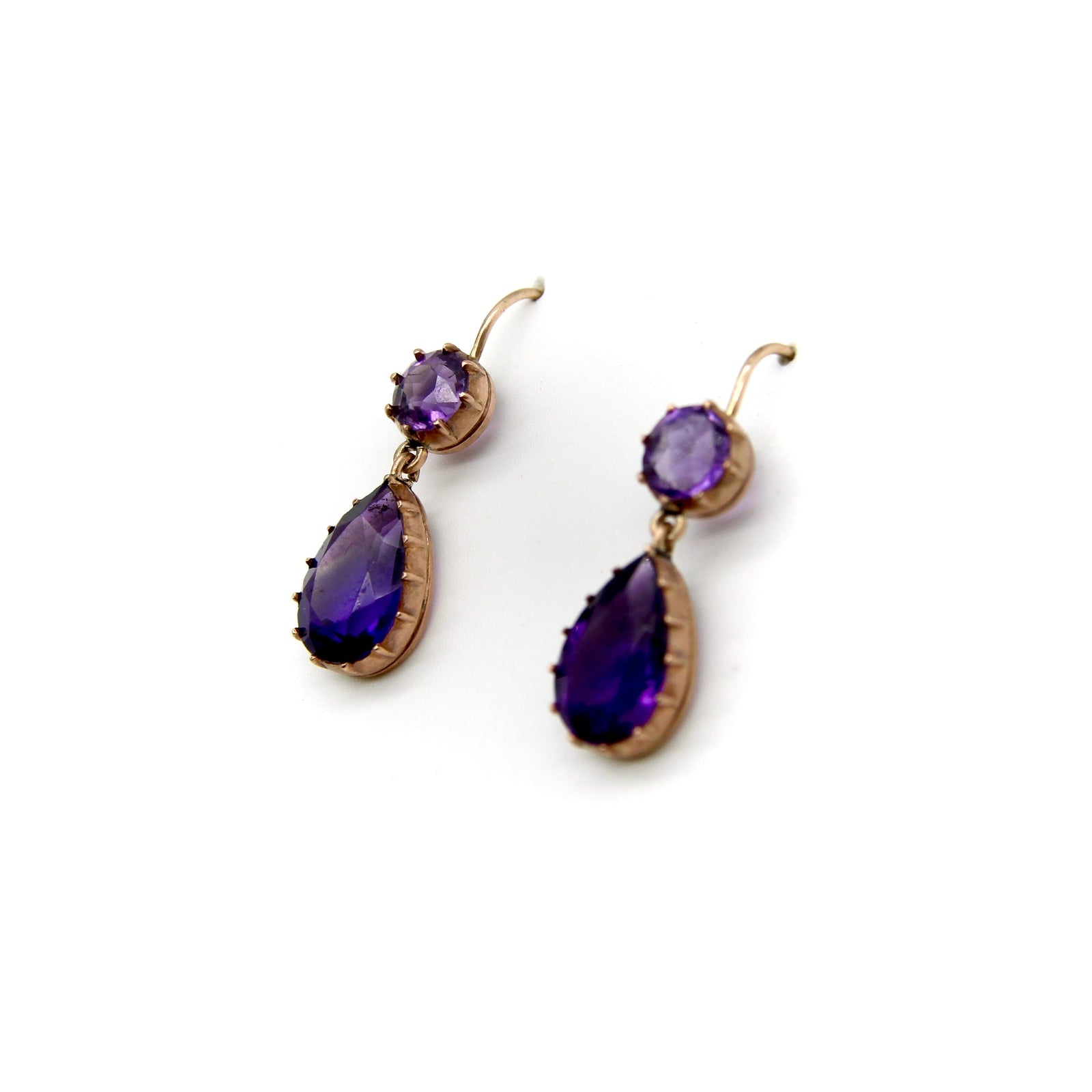 Victorian 12K Collet Set Amethyst Drop Earrings Kirsten's Corner