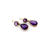 Victorian 12K Gold Collet Set Amethyst Drop Earrings earrings Kirsten's Corner 