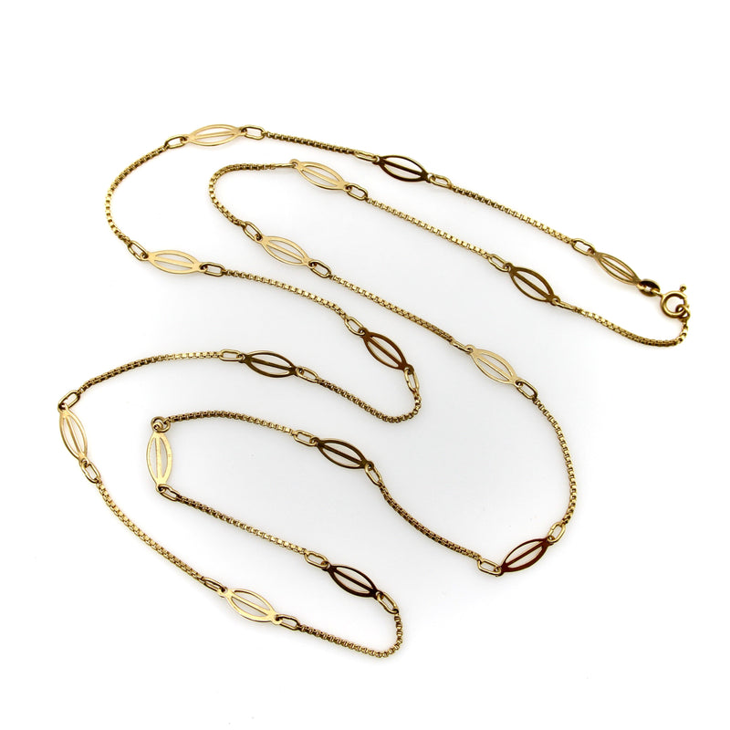 Vintage 18K Gold Fancy Link 31" Italian Station Chain Chain Kirsten's Corner 