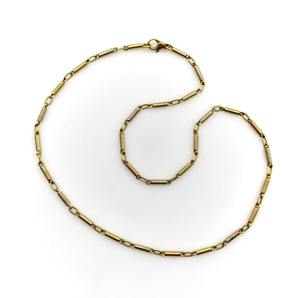 Vintage 18K Gold Handmade Spiral Bar Link Chain Chain Kirsten's Corner 