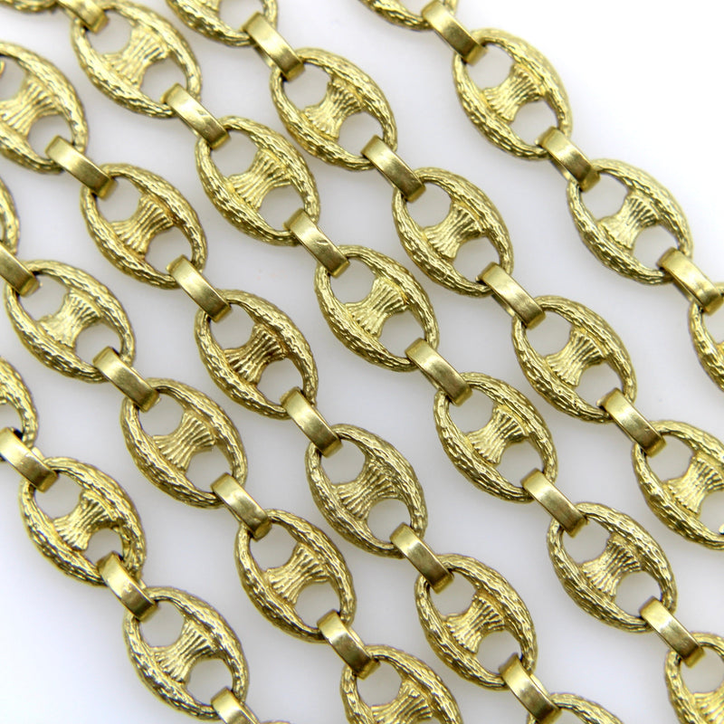 Vintage 18K Gold Textured Mariners Link Italian Chain Chain Kirsten's Corner 