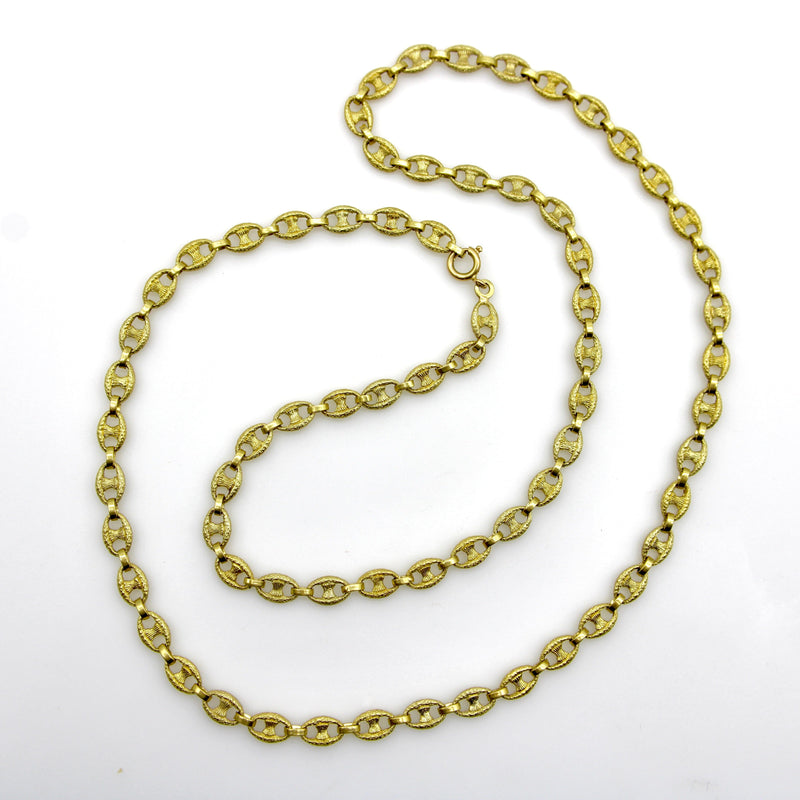 Vintage 18K Gold Textured Mariners Link Italian Chain Chain Kirsten's Corner 
