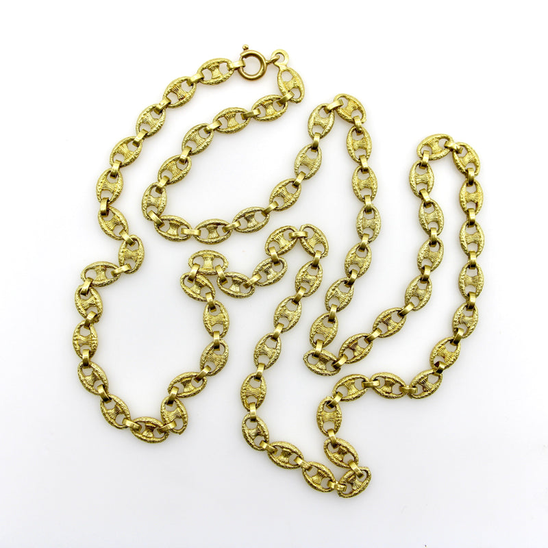 Vintage 18K Gold Textured Mariners Link Italian Chain Chain Kirsten's Corner 
