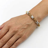 Vintage 14K Gold Woven Cuff Bracelet with Diamond X Details Bracelet Kirsten's Corner 