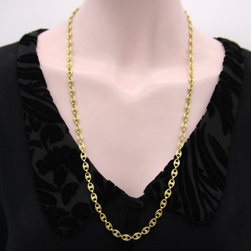 Vintage 18K Gold Textured Mariners Link Italian Chain Chain Kirsten's Corner 