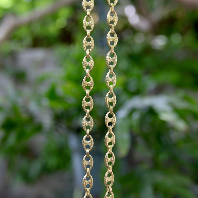Vintage 18K Gold Textured Mariners Link Italian Chain Chain Kirsten's Corner 