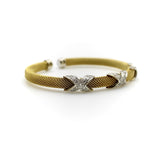 Vintage 14K Gold Woven Cuff Bracelet with Diamond X Details Bracelet Kirsten's Corner 