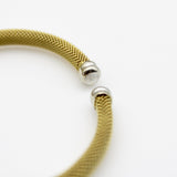 Vintage 14K Gold Woven Cuff Bracelet with Diamond X Details Bracelet Kirsten's Corner 