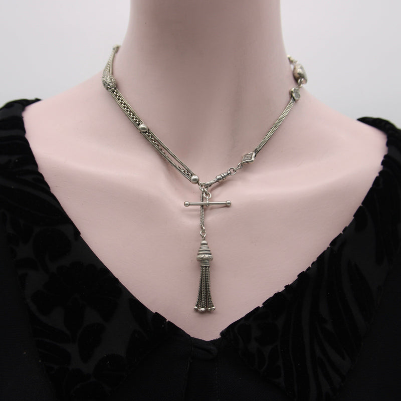 Sterling Silver Victorian Albertina Watch Fob Chain and Bracelet Chain Kirsten's Corner 